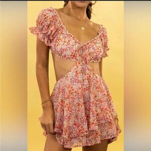 Floral Ruffle Mini Dress - Pink